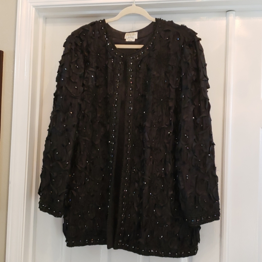 Vintage Black Beaded Evening Jacket